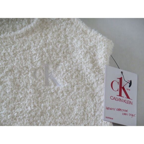 Calvin Klein QS6721 100 Women's Sz S Ivory Plush Cozy Sleep Tank - Picture 5 of 6